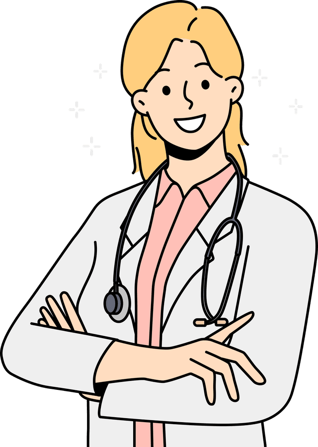 無料掲載キャンペーンを紹介する医師の女性のイラスト